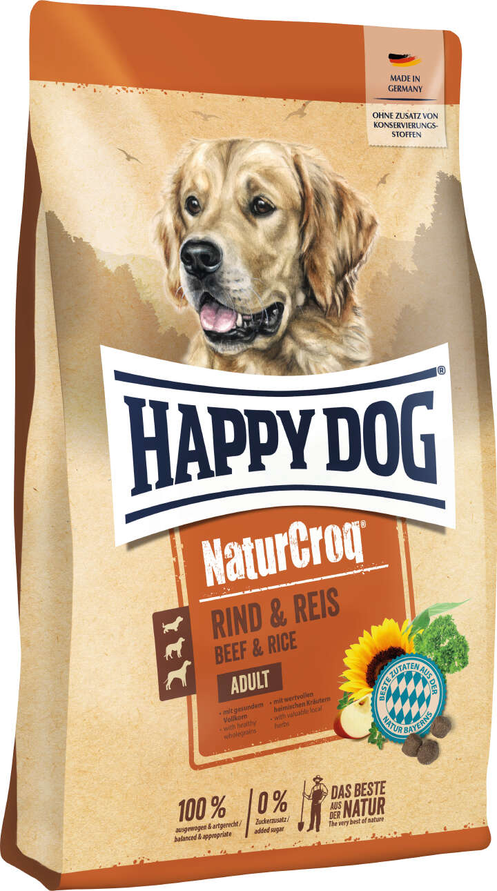 HAPPY DOG Hunde-Trockenfutter Premium NaturCroq Rind + Reis
